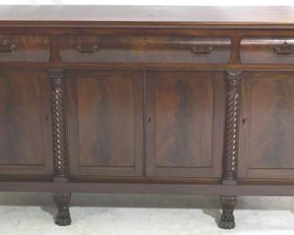 185 - Period Empire Twist Column Sideboard, Paw Feet 41x72x25
