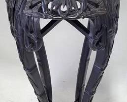 4251 - Heavily Carved Asian Marble Inset Plant Stand 36 x 11
