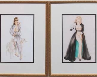 9040 - 2 Pin Up Girls by Alberto Vargas 14.5 X 18.5
