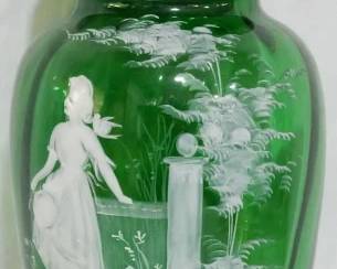 3205 - Monumental Mary Gregory Art Glass Urn 17"
