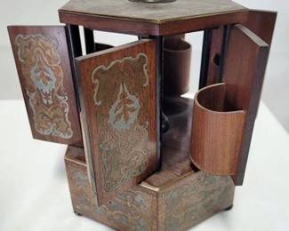 4268 - Inlaid Wooden Lipstick or Cigarette Box 7.25 x 6 You are buying a used as-is electric/electronic/mechanical item. We do not guarantee all components are present, and if it is not expressly stated, it is untested.

