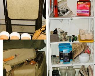 Old folding chair set, luggage and household supplies