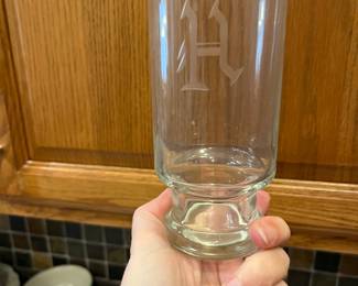 Glasses with etched monogram- letter H