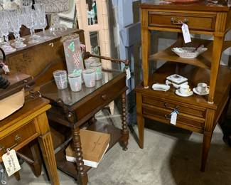 End tables and antique wash stand