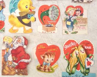 Vintage Anthropomorphic Valentines and other vintage cards. Sold as a group.