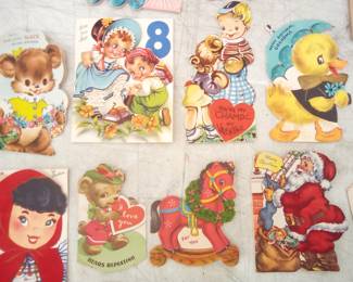 Vintage Anthropomorphic Valentines and other vintage cards. Sold as a group.