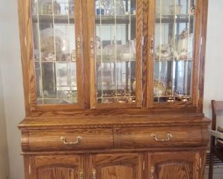 OAKWOOD FURNITURE 2 pc China Cabinet with server. China Cabinet is 54 1/2" W x 78" H x 17-1/2" D. FOR SALE NOW. CALL CHRIS AT 386-405-1867