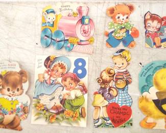 Vintage Anthropomorphic Valentines and other vintage cards. Sold as a group.