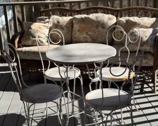 SOLD Marbletop Parlor Table + Chairs $125 (Marble was cracked and repaired)