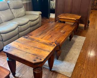 Rustic coffee table + side tables $80