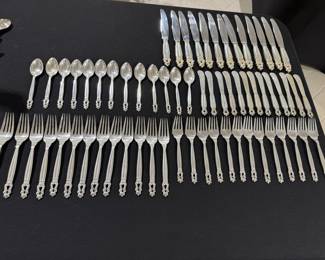 Georg Jensen Sterling Flatware (65) Pieces   Acorn Pattern