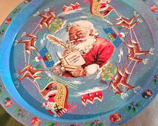 vintage metal Christmas tray