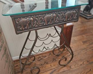 metal wine rack with glass top