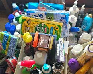 lots of cleaning supplies