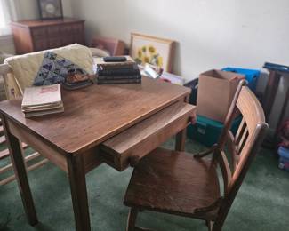 child's desk with chair