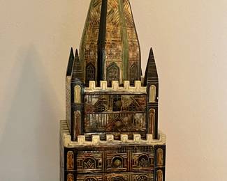 Large carved shell box with compartments from Morocco