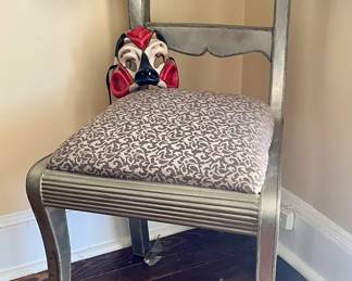 Mid 20th Century Vintage Anglo Indian Embossed Metal Rams Head Dowry Chair…STUNNING