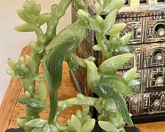 MCM molded resin large “bird in the bush” and pheasant