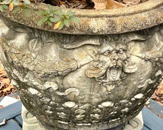 Huge antique cement planter could even be used as a table base!