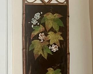 Gorgeous bamboo panel with orginal linen screen circa 1880