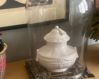 Victorian heavy cloche with a 1930s large porcelain “cameo” sugar bowl…priced separately 