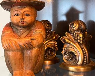 Carved wooden Asian boy circa 1900