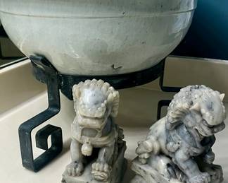 Very fine old stone foo dogs from the early 1900s