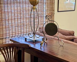 Italian gilt iron lamp with custom shade