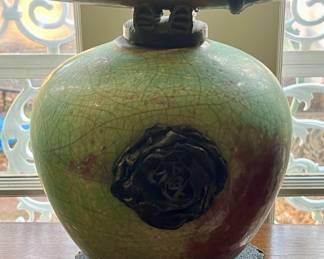 Vintage Japanese Ceramic “Wish Keeper” Artist Signed With custom stand 