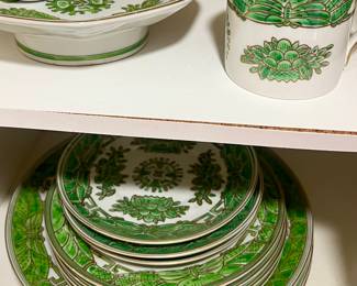 19th C Chinese export service for 4 in a beautiful green!