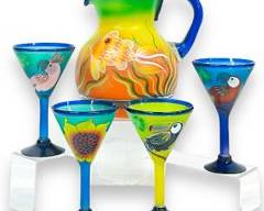 Art Glass Painted Barware