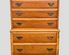 UNAGUSTA Manufacturing Corporation Vintage Wood Tall Chest Dresser Brass Hardware
