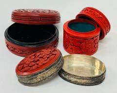 carved cinnabar trinket boxes
