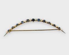 14K Pearl Sapphire Pin Brooch