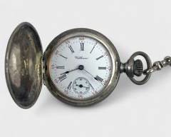 48 Grams Fine American Waltham Watch Co. Sterling Silver Pocket Watch W/48 Inch Watch Fob Chain
