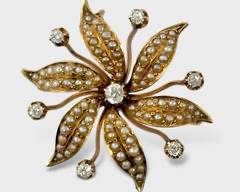 14k Diamond Pearl Pin