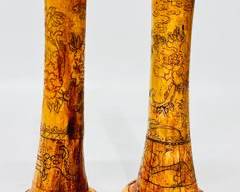 Bone Carved Candle Stick Holders