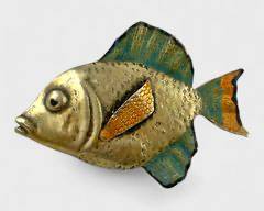 Signed Fine Oskar JW Hansel Sculptor Sterling Silver Enamel Fish Pin Brooch MCM Mid Century Modern - 7 Grams
