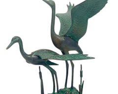 l Bronze Crane Bird Sculpture 