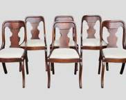 6 Antique Empire Carved Flame Mahogany Wood Dining Chairs
