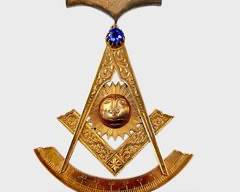 Fine Antique 6.75" High 1903 14K GOLD Potomac No. 5 Georgetown Washington DC World Masonic Past Master Badge

