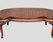Fancy 20th Mahogany Wood Kidney Form Coffee Table Scalloped Side Carved Detail
