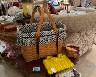 Longaberger baskets,vintage lucite purse