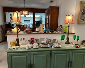 Mcm and vintage glass, Beatrix Potter, etc