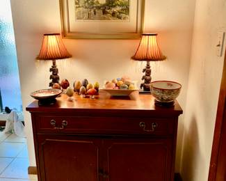 Sideboard/ server cabinet, egg collection—stone, wood, etc.