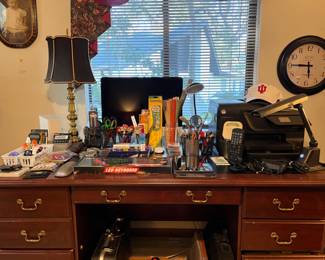 Desk, office supplies