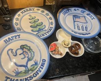Handpainted pottery holiday platters
