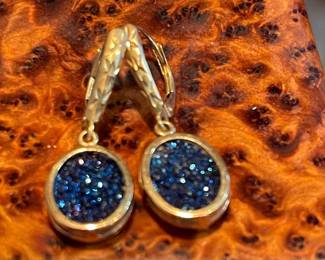 Druzy Earrings set in 14kt gold.