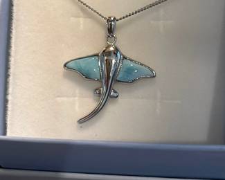Sterling Larimar Stingray Necklace