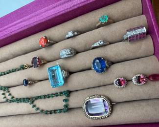 10ct Sapphire , Tourmaline , Santa Maria Aqua Marine , emeralds , diamonds , 18k & platinum